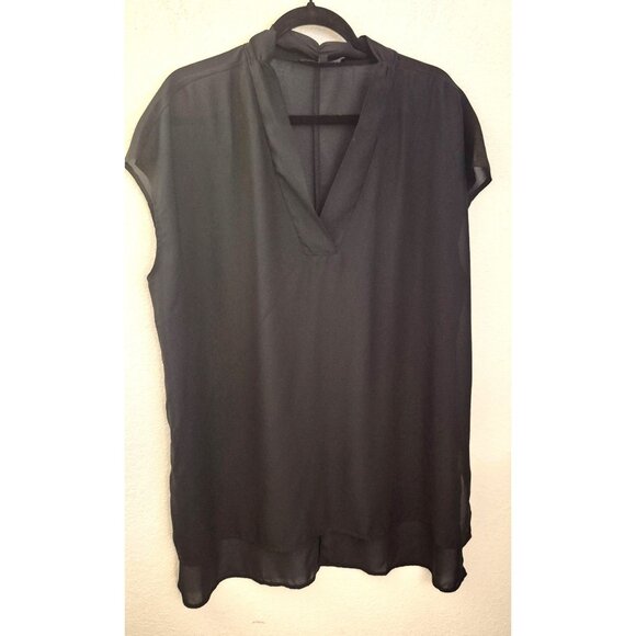 Eloquii Black Relaxed Fit Slightly Sheer Short Sleeve Tunic Top Size 18 EUC - Picture 1 of 7
